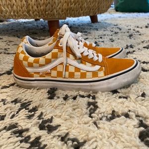 Orange suede and checkered vans womens size 8.5 good condition